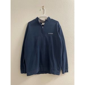 Columbia Men Pullover quarter zip Fleece L Sweater essential Navy Blue